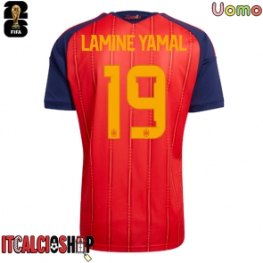 Spagna Lamine Yamal #19 Prima Maglia Mondiali 2026 Manica Corta